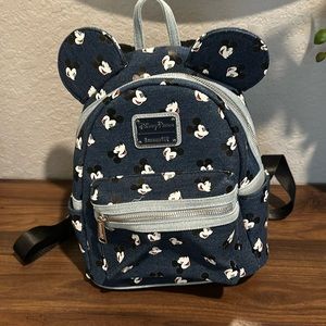 EUC - Disney Parks Loungefly Denim Mickey Mouse Mini Backpack